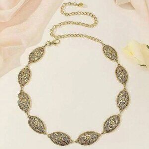 Plus Size Gold Western Vintage Distressed Texture Floral Waist Chain